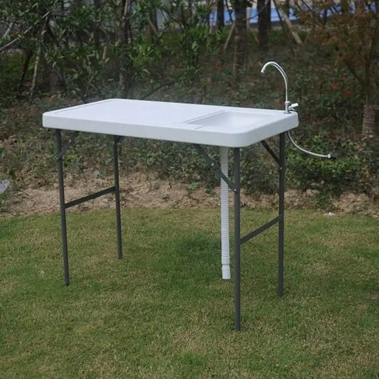 Fish Cleaning Table, Folding Camping Cutting Table with Sink and Faucet