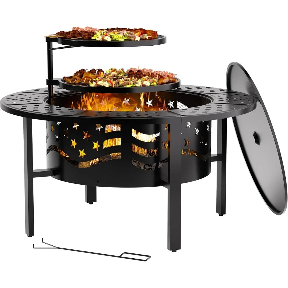 Outdoor Fire Pit - Heavy-Duty Metal Wood-Burning Fire Pit