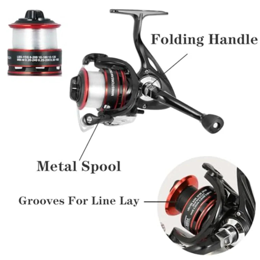Fishing Pole Combo Set 2.1m (6.89ft) with 145pcs Fishing Accessories Kit Collapsible Rod and High Speed Spinning Reel