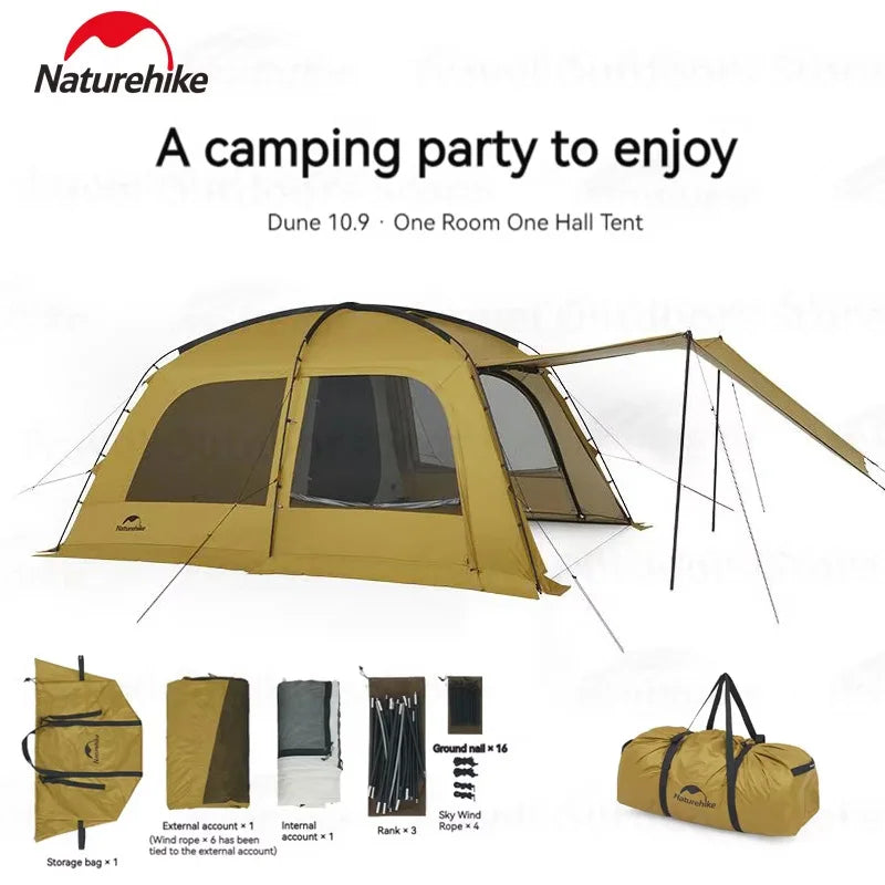 Naturehike Dunes Camping Tent, 6 People, 4 Seasons, Extended Canopy