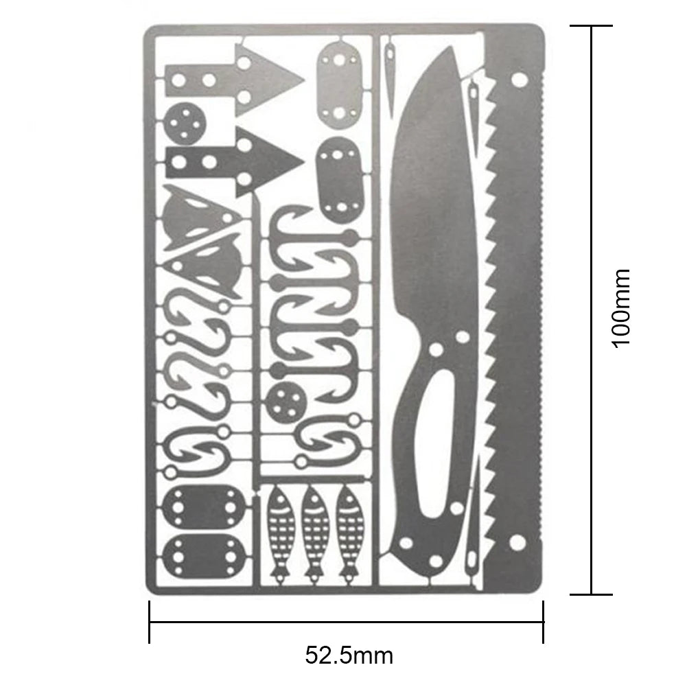 Outdoor EDC Survival Fishing Hook Card, Metal Multifunctional Tool Card