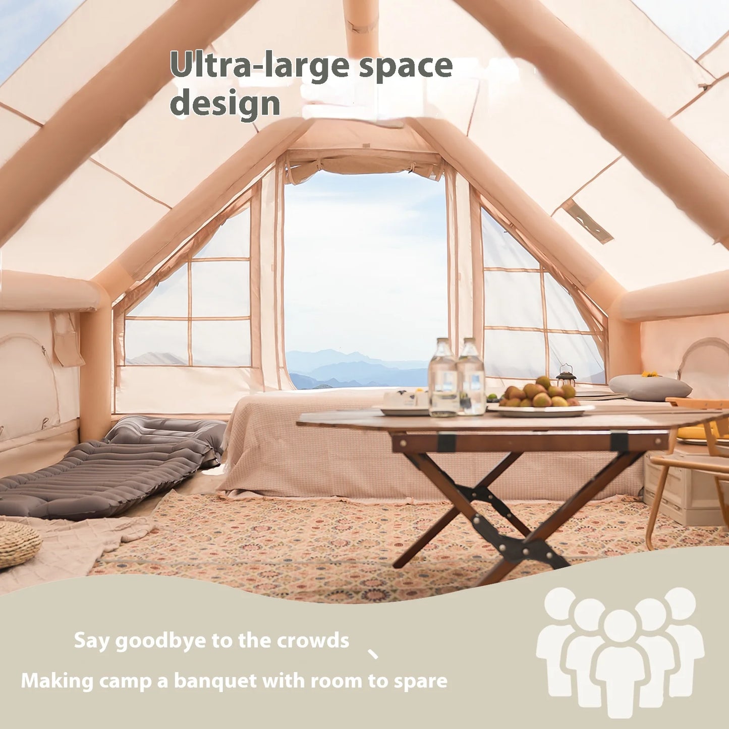 Inflatable Tents For Adult Camping, 4/6/8 Person Family Camping