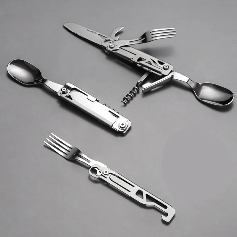 Outdoor Tableware Multi-function Portable Knife, Fork, Spoon, Bottle Opener