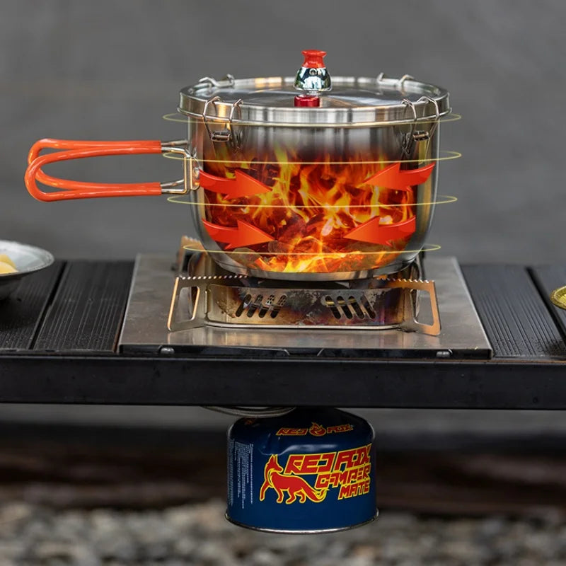 Outdoor Micro Pressure Cooker Stainless Steel Multifunctional Steaming Pot Portable Explosion-proof Pressure Camping Cookware