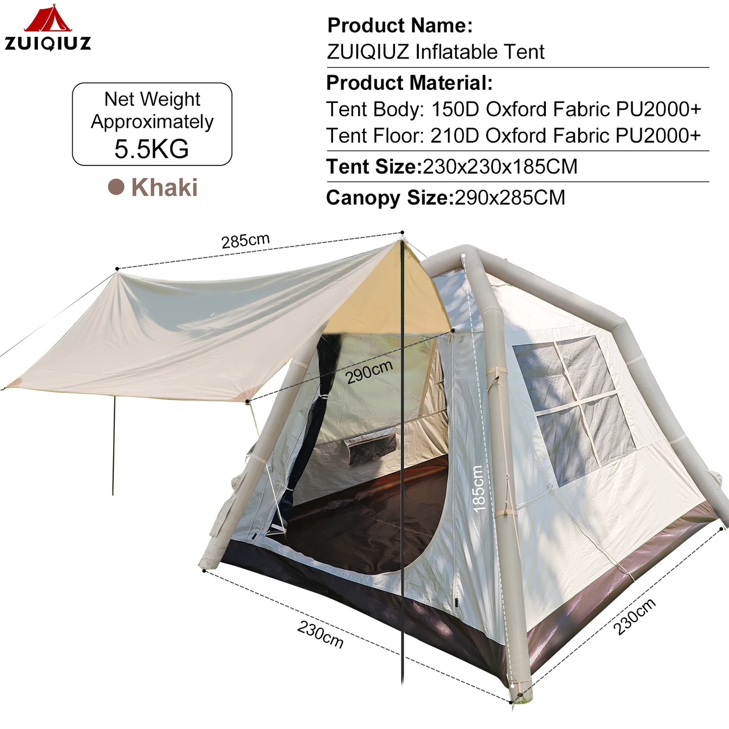 Inflatable Camping Tent, 3-6 Person