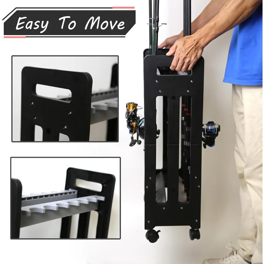Fishing Rod Holder for Garage Storage:  Up to 16 Rod and Reel Combos