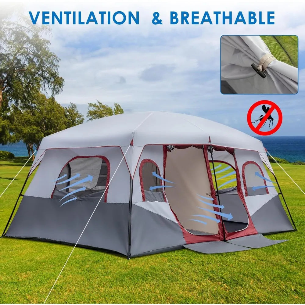 8/10 Person Camping Tent, Large 2 Room Family Tent