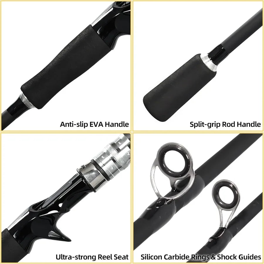 Fishing Rod and Reel Combo, Black Color Baitcasting Combo