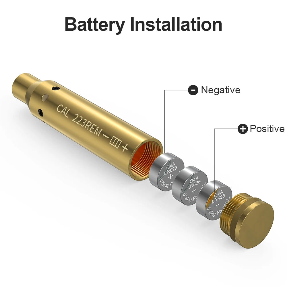 223REM Optics Cartridge Red Dot Laser Brass Boresighter