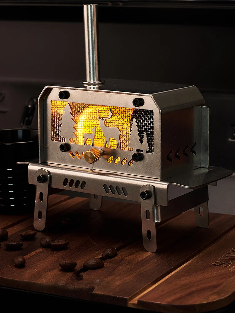 Outdoor Firewood Stove with Chimney, Wood Burning Stove Stainless Steel