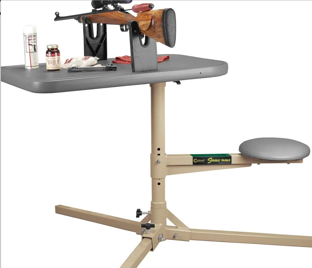 Caldwell Stable Table with Ambidextrous Design, Weatherproof Synthetic Top and Seat for Outdoor, Range,