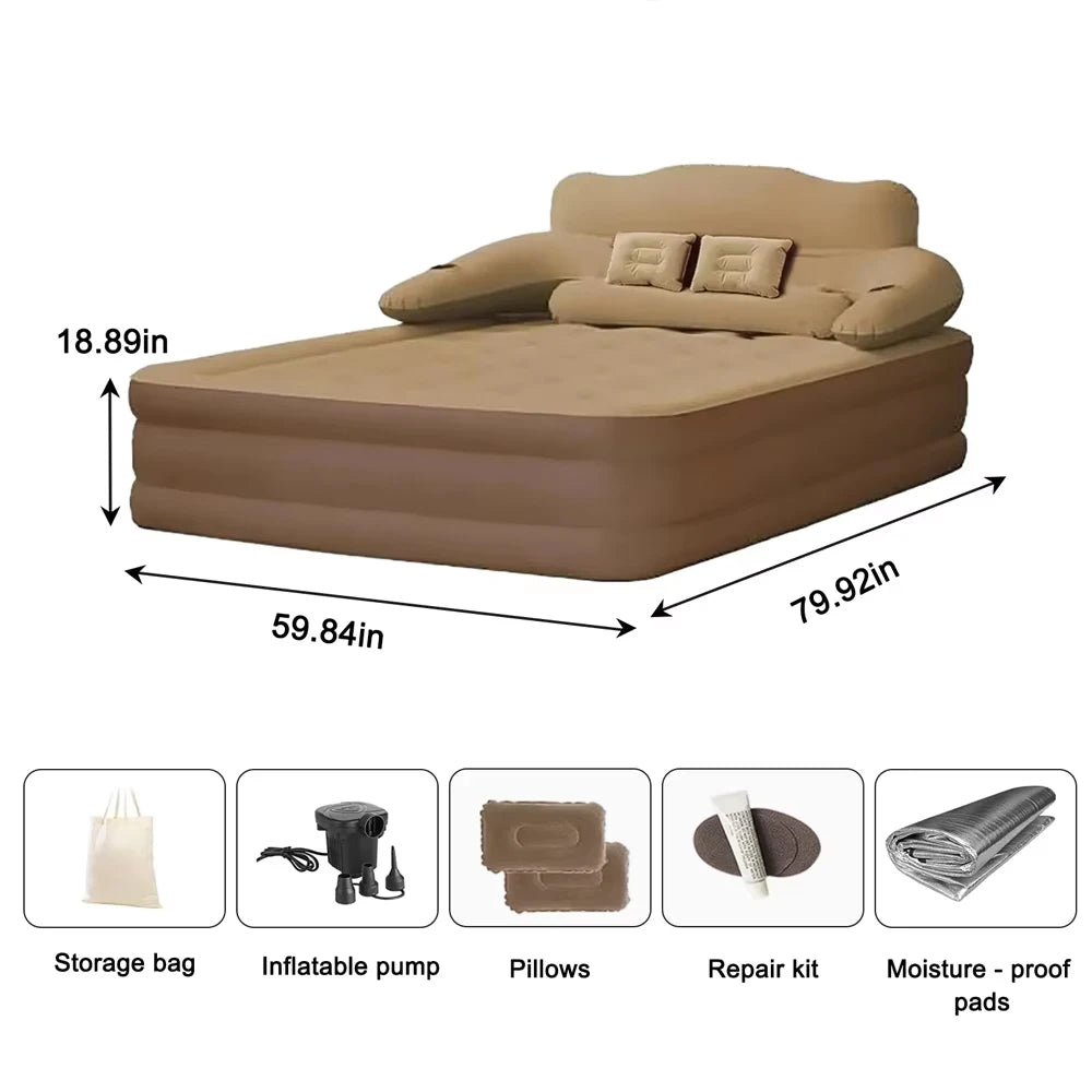 Gray 2 Persons Inflatable Mattress, Camping/Outdoor/Indoor 48cm High