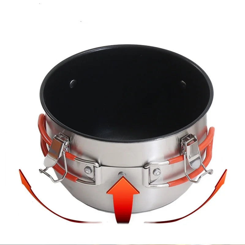 Outdoor Micro Pressure Cooker Stainless Steel Multifunctional Steaming Pot Portable Explosion-proof Pressure Camping Cookware