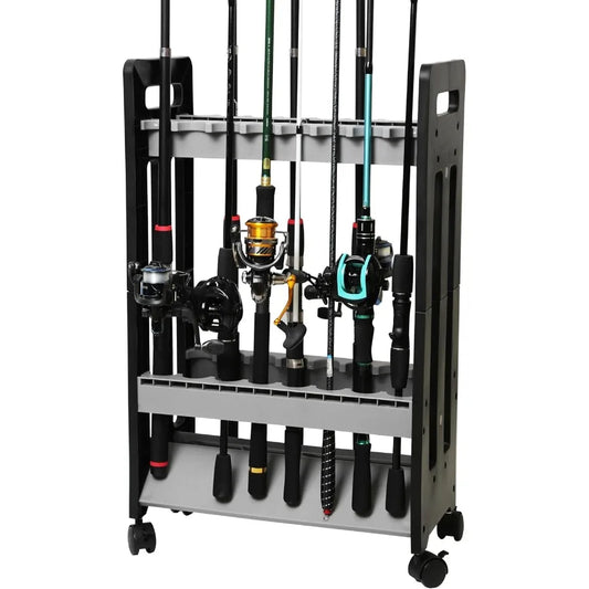 Fishing Rod Holder for Garage Storage:  Up to 16 Rod and Reel Combos
