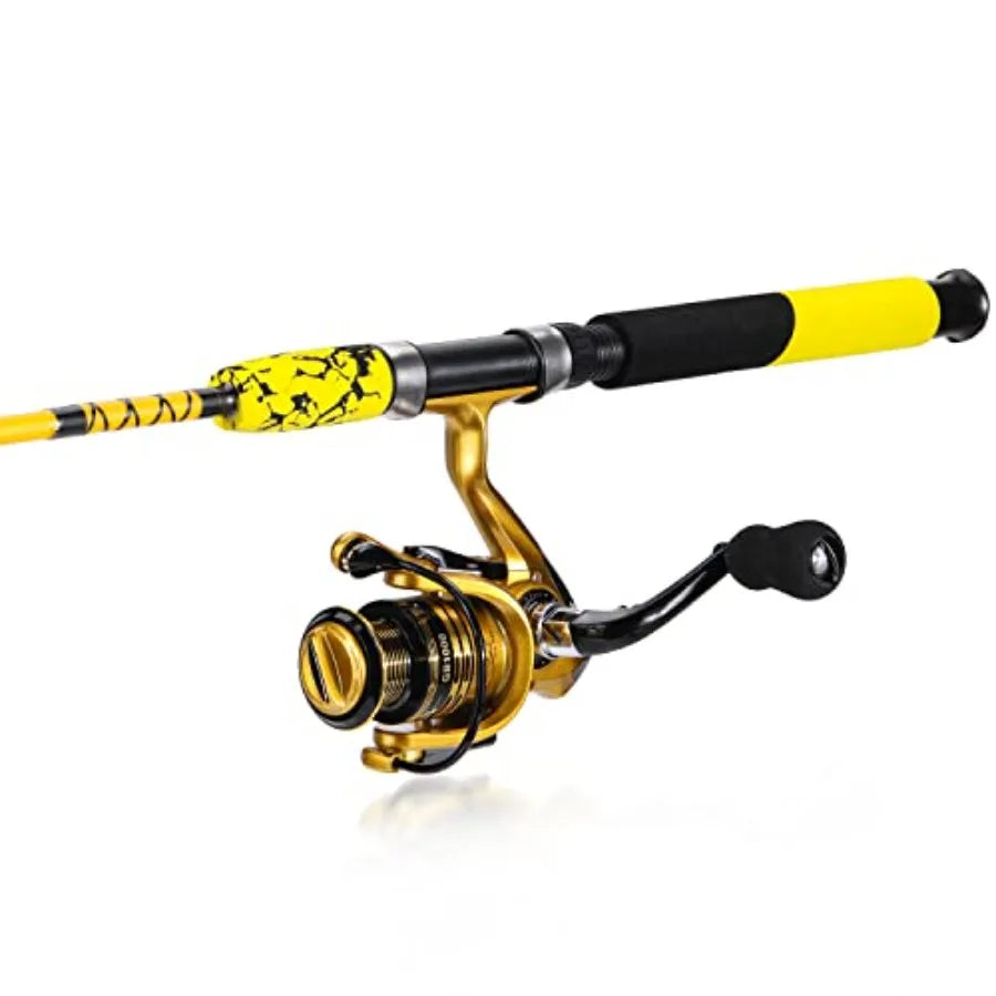 Durable Spinning Reel and 2 Piece Fishing Rod Combo for Freshwater and Saltwater