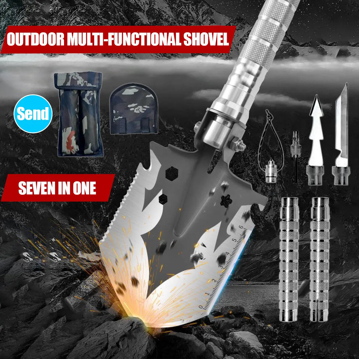 Multi Functional, Detachable, Foldable Military Survival Equipment