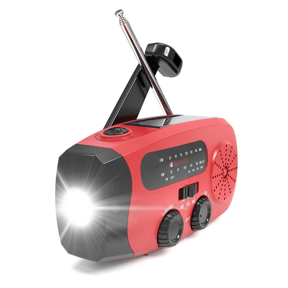 Portable Phone Charger with LED Lights Solar Hand Crank Radio