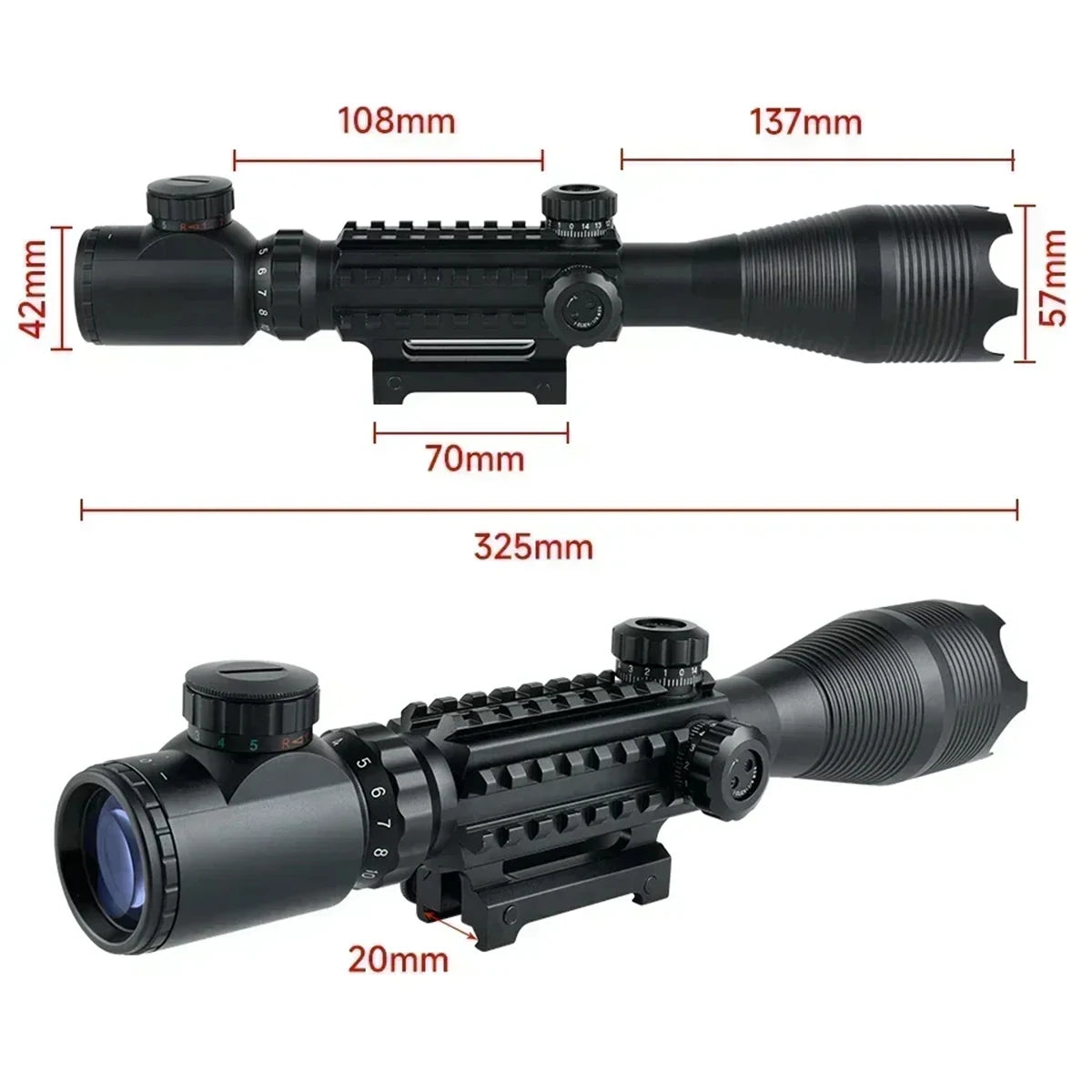 Hunting RifleScopes 4-16X50EG W/Red Dot Sight, Laser Pointer Flashlight Combo