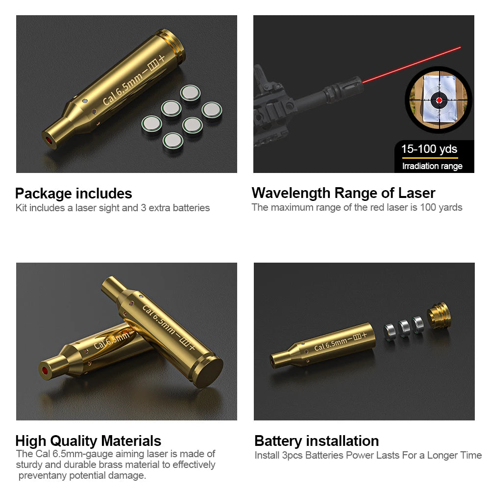 6.5MM Optics Cartridge Red Dot Laser Boresighter