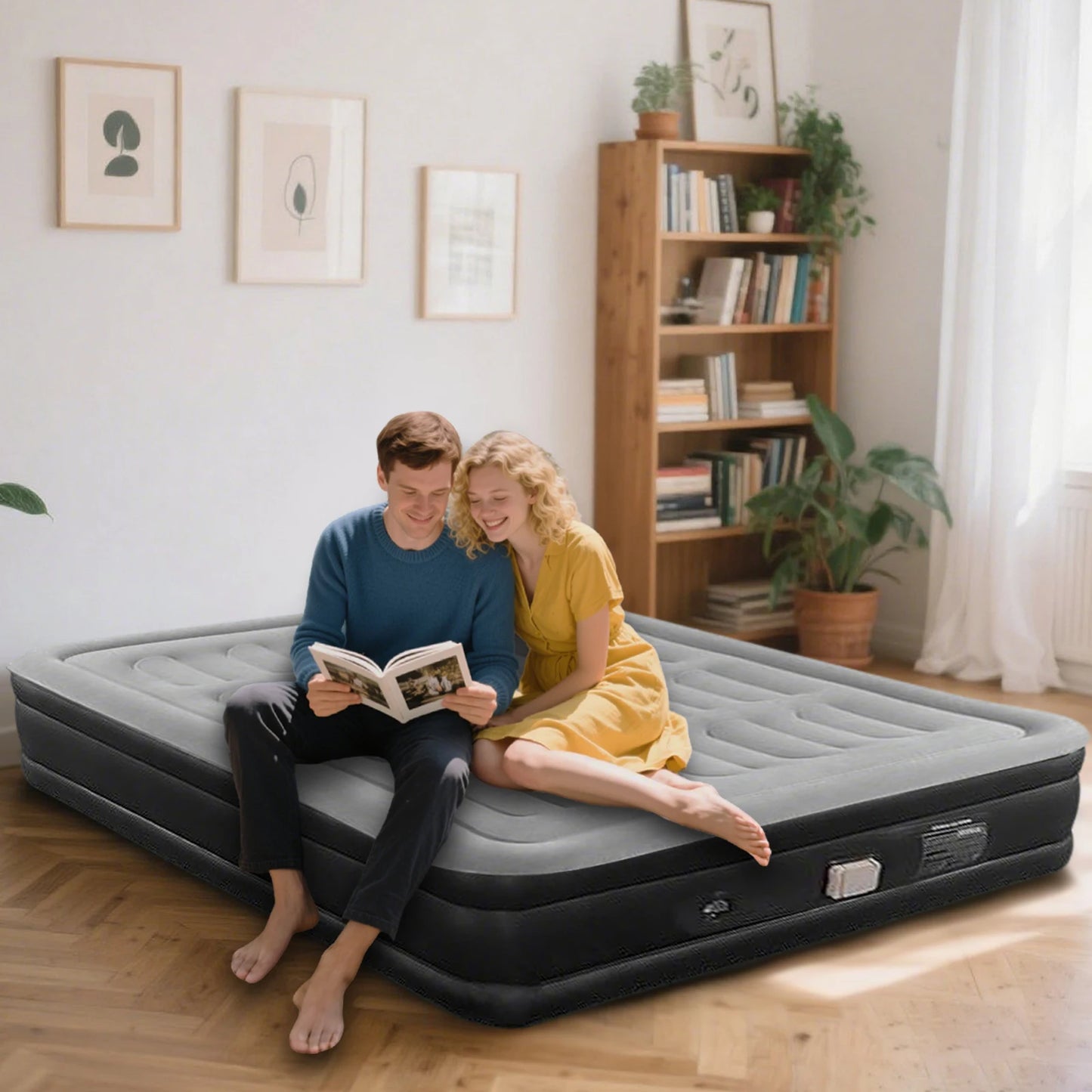 Foldable Inflatable Mattress Antileak Thicken Sleeping Bed Mat Soft Flocked
